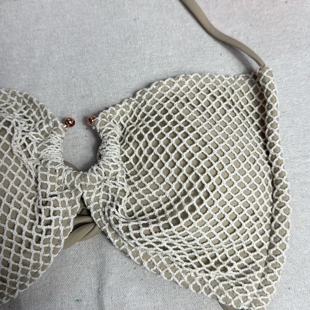 Vintage Tie Side, Brazilian Style Elegant Cream Bikini Set